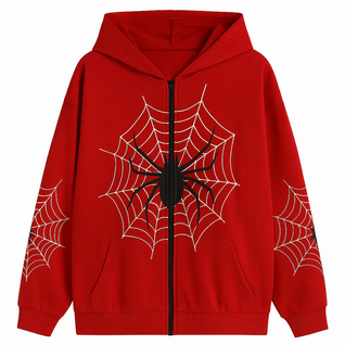 Spider Print Zip Hoodie