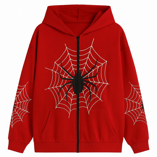 Spider Print Zip Hoodie