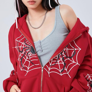 Spider Print Zip Hoodie